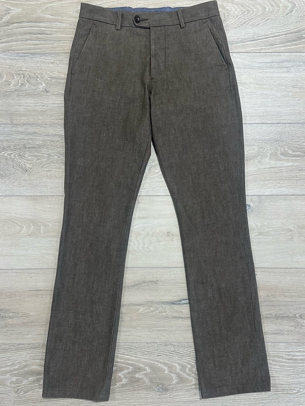 Gustin No. 115 Straight Fit Trousers Brown Chambray Made in USA Size 31